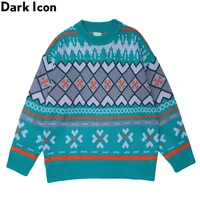 dark icon geometric vintage mens sweater pullover oversized sweater for man women couple clothing knitwear