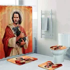 Крутой Киану Ривз Иисус мем Искусство Ванная комната Домашний декор Киану Ривз набор штор для душа для ванной комнаты коврики покрытие для унитаза