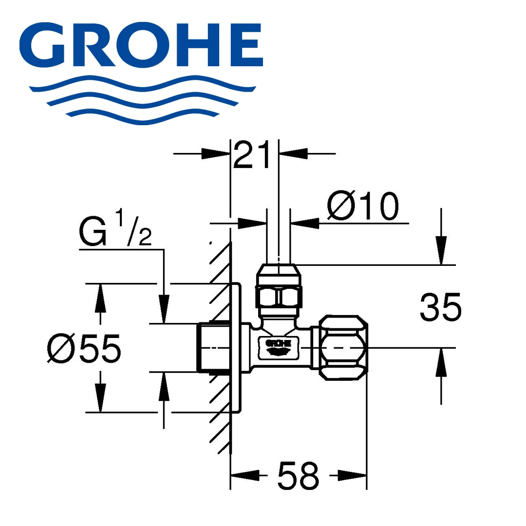 Угловой клапан Grohe 22018000 хром 2000 1/2 - 3/8 дюйма | Обустройство дома