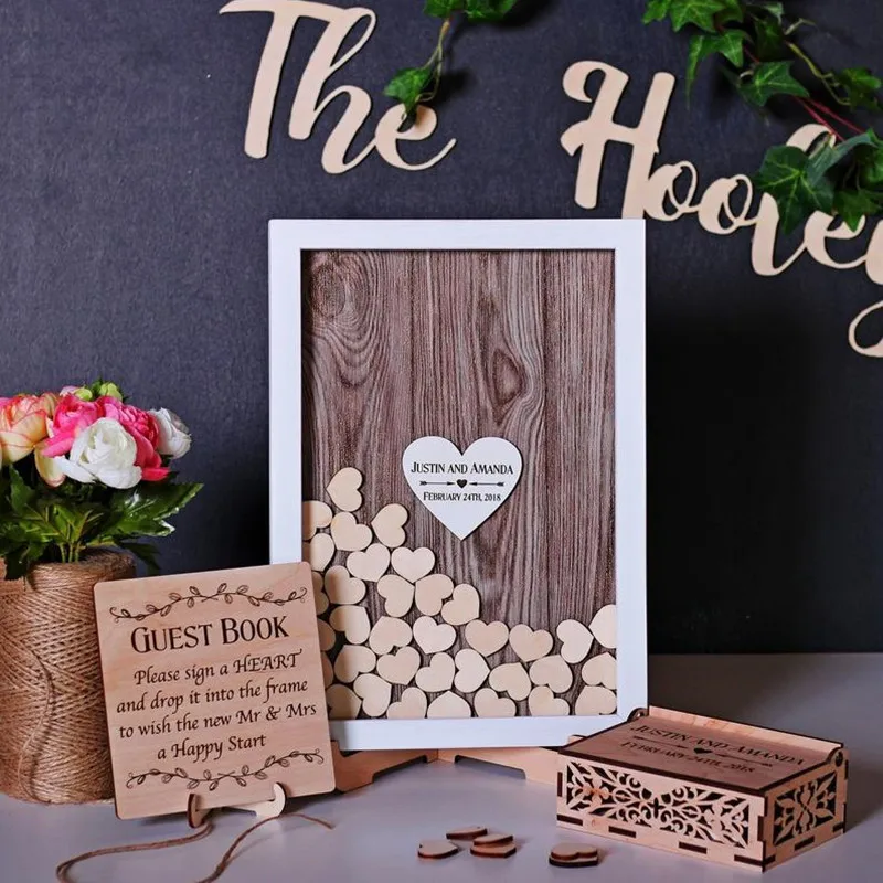 Пользовательские синие тени коробка сердца падение Гостевая книга идеи