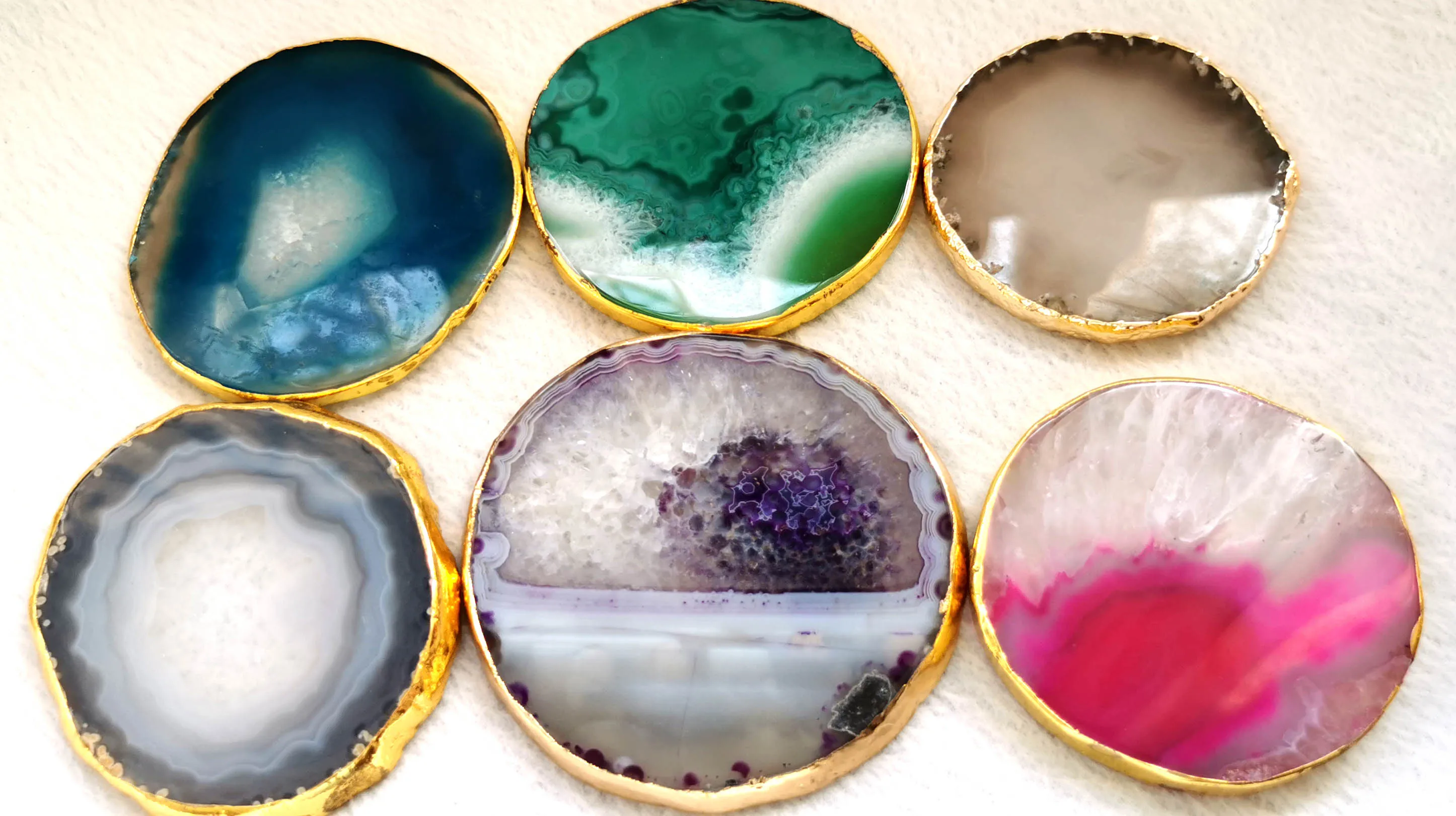 Большие подставки из агата 4 шт. ломтики розового кварца гнезда для карточек