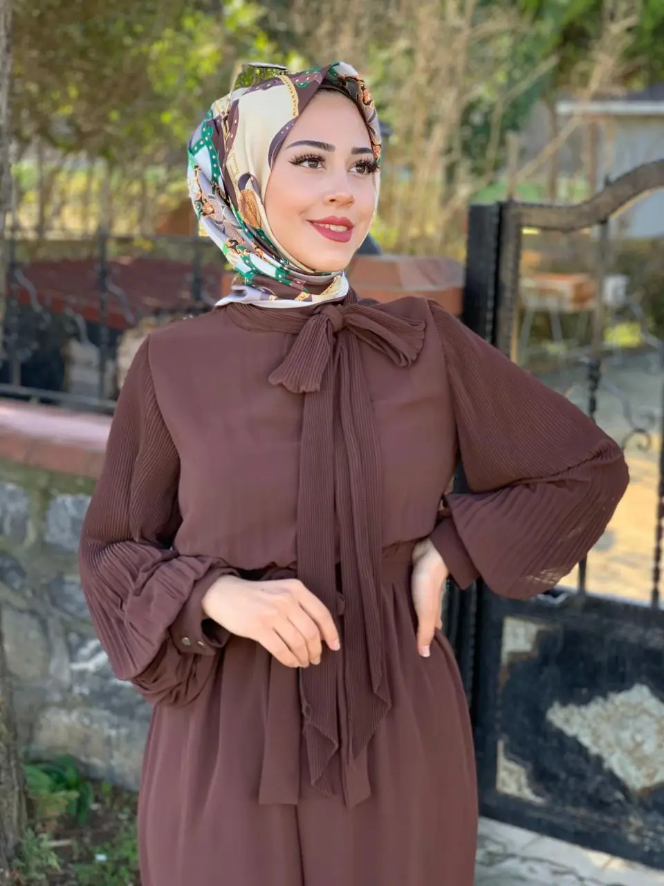 Women's for Dress Overalls Clothing Jumpsuit Pleated Sleeves and Neckline One Piece Turkey Spring 2021 Muslim Fashion Islam
