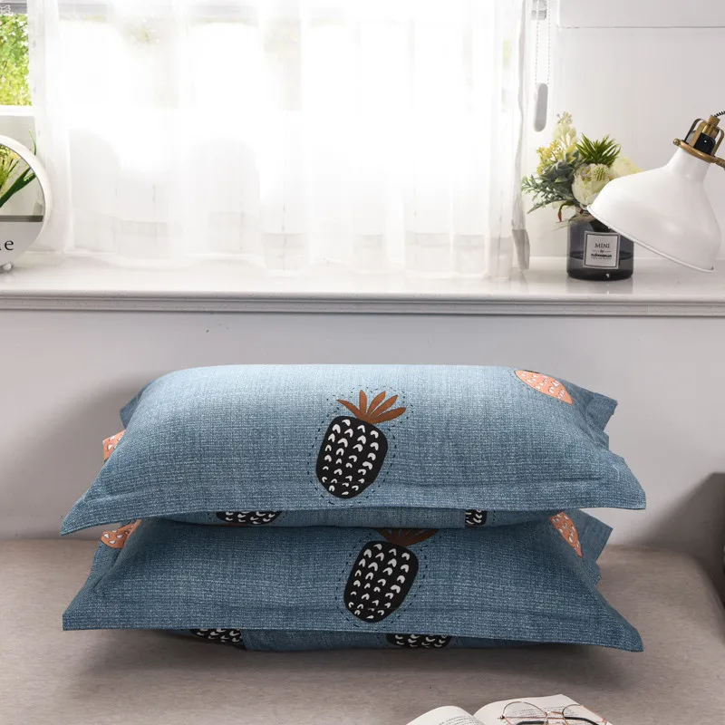 

Cartoon Cute Blue Star Pillowcase Floral Plant Printed Pillow Cover Modern Nordic Polyester Plaid Stripe Pillow Case (No Filler)