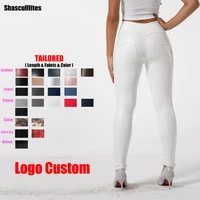 shascullfites melody tailored pants women logo custom white high waist leather leggings booty lift leggings slim shaping jeans