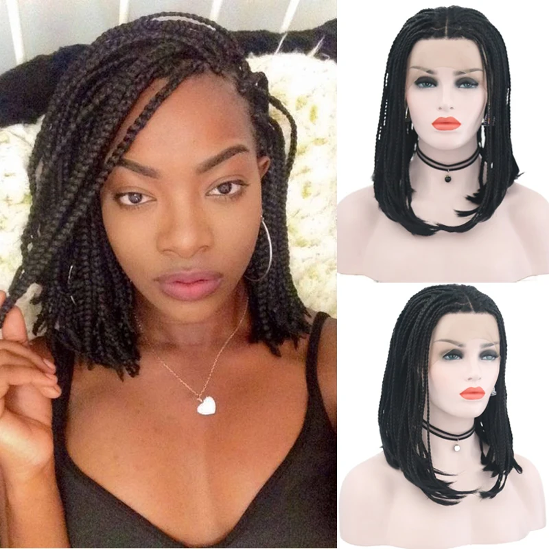 Charisma косички синтетические кружевные передние парики Черный цвет бесклеевые