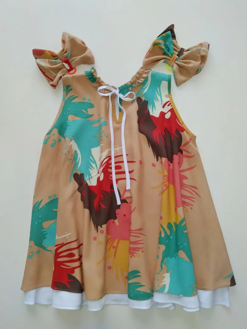 

Fashion 2021 Girls Children Kids Asymmetrical Flared Double Layer Dress Summer New