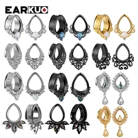 earkuo new trendy water drop flower vine shell stainless steel ear piercing plugs expanders body jewelry ear gauges tunnels 2pcs