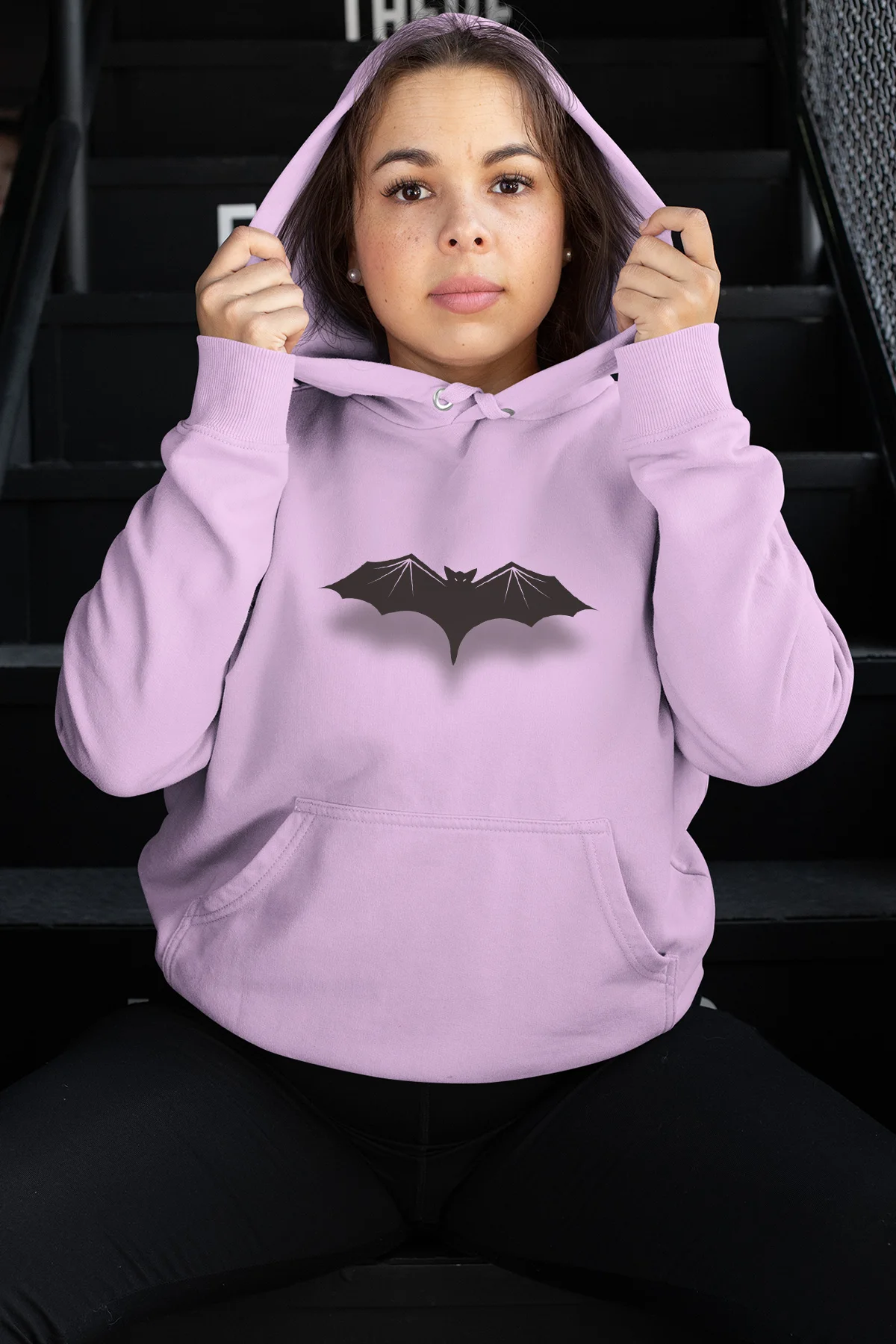 Женская толстовка с капюшоном Angemiel Wear черный розовый|Женские толстовки и