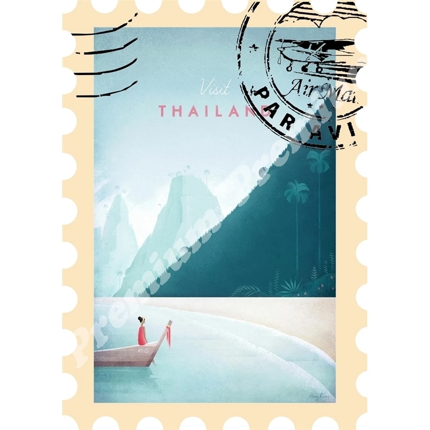 Тайланд Виниловый Сувенирный магнит Винтажный туристический плакат|Магниты на