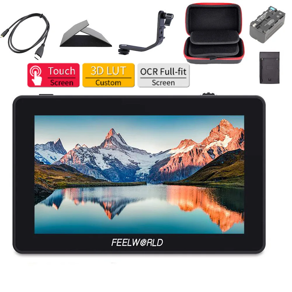 FEELWORLD F6 Plus 5,5 дюймов для однообъективной цифровой зеркальной фотокамеры камера полевой монитор 3D LUT сенсорный экран Поддержка 4K HDMI ips FHD 1920X1080 с наклонной рукояткой