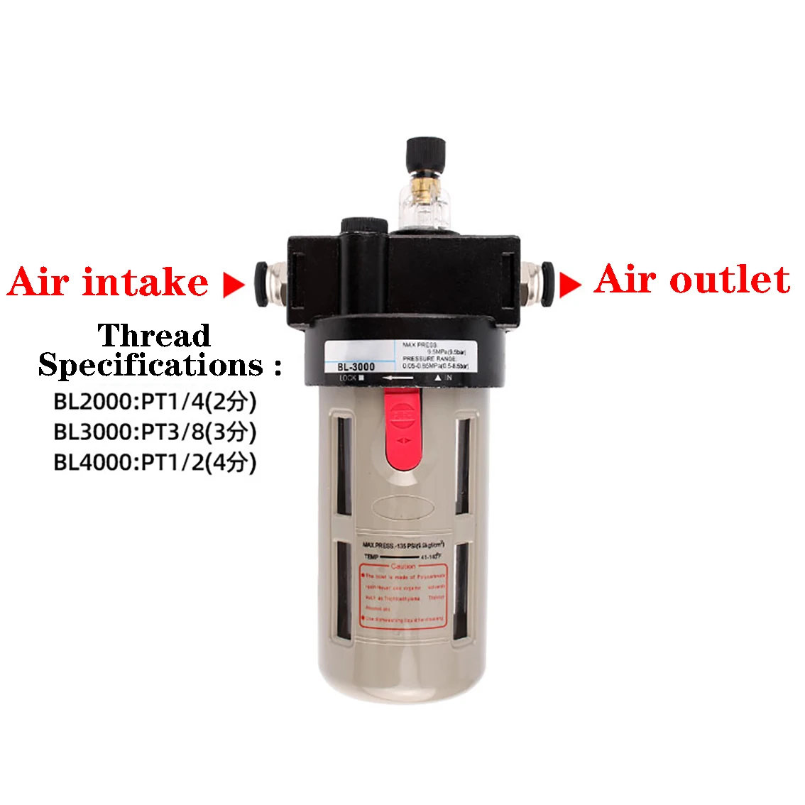 

1Pcs BL3000 Air Source Processor Pneumatic Filter Air Pump Oil Water Separator Air Regulator Compressor Filter Single Component