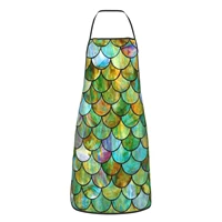 mermaid fish scale apron decorative yellow gradient marine theme sea life lover adjustable strap apron gardening