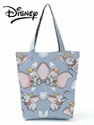 Сумки Disney Дамбо, Женская вместительная сумка-тоут, Сумка через плечо с перьями, Женская Экологически чистая сумка для покупок, повседневная фиолетовая многоразовая сумка