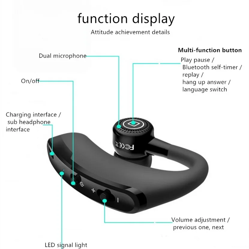 KPHRTEK 1 шт. Новинка V9 настоящая Беспроводная Bluetooth гарнитура спортивные стерео