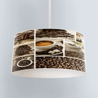 Else Brown Patchwork Coffees Beans Glass Printed Fabric Kitchen Chandelier Lamp Drum Lampshade Floor Ceiling Pendant Light Shade