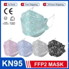 Маска FFP2 для взрослых, 4 слоя, дышащая, с принтом, 10 шт.