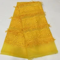 sinya yellow african lace fabric 2022 high quality lace embroidered sequins tassel french mesh flower clothes for dress party