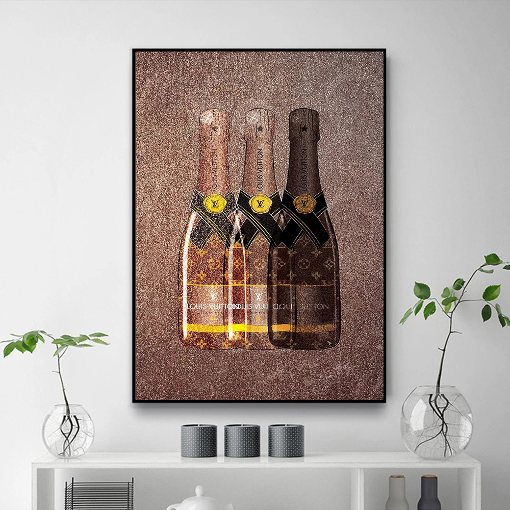 

Modern Fashion Canvas Print Poster Wine bottle Nordic Painting And Print Wall Art For Living Room Kitchen Decor Dropshipping