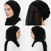 muslim women bonnet chiffon shawl head scarf underscarf cap islam scarf inner headband stretch hijab cover headwrap turbante