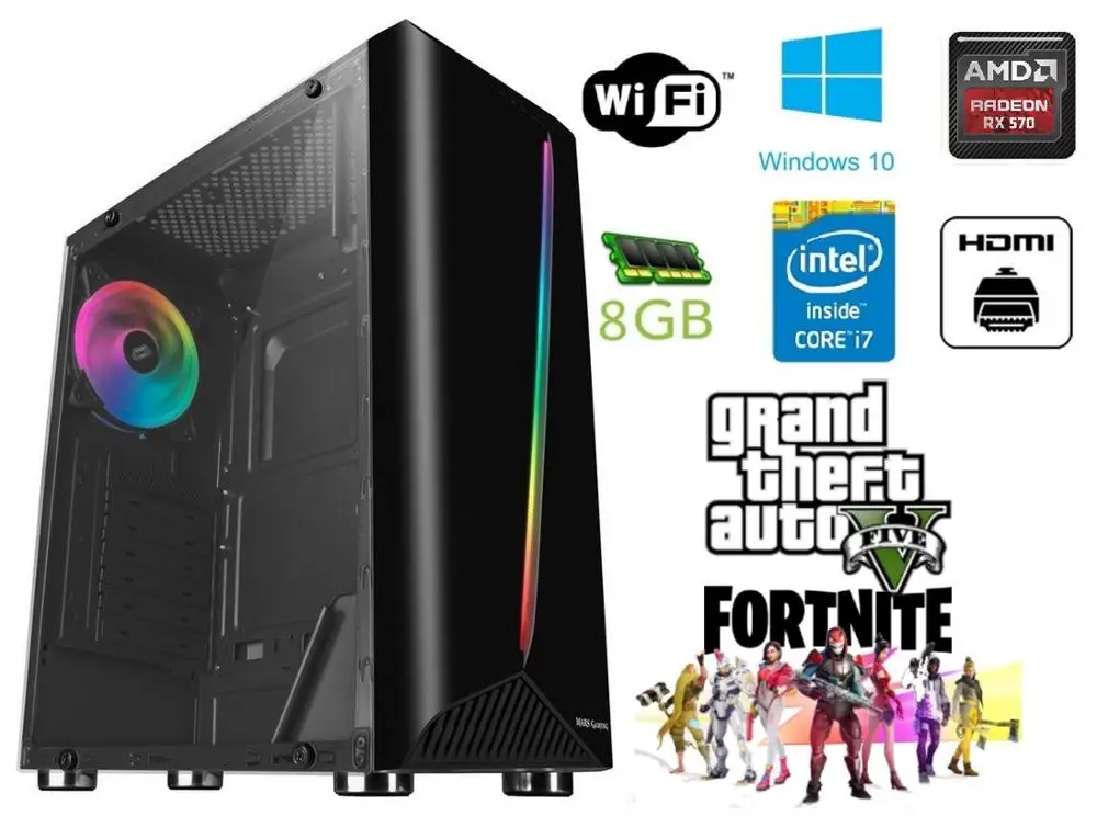 -Игры на ПК-Intel I7 3770-8 жестких ГБ/16 ГБ ОЗУ-500 Гб/1 ТБ HDD-120/240 SSD-GPU: жесткий GB-WINDOWS RADEON RX 570 4