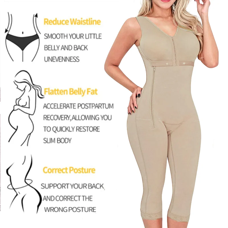 Cinta Modeladora Feminina Shapewear Women Tummy Control Body Long Pants Shaper Butt Lifter Thigh Slimmer Bodysuit Side Zipper