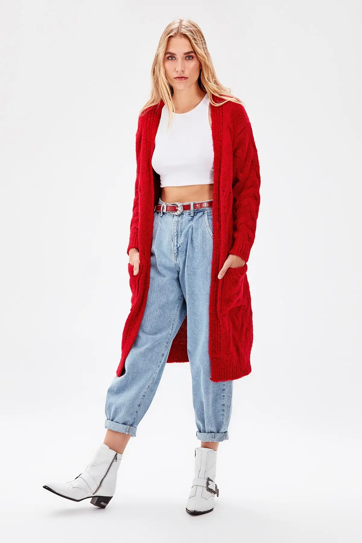 Trendyol красный кардиган с карманами TWOAW20FV0182 |
