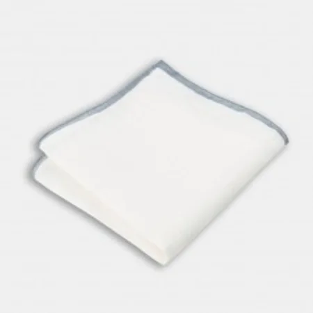 

Edge gray striped white linen handkerchief. 67827535