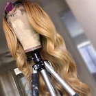 Парики из человеческих волос с эффектом омбре, фронтальные волосы 13x 4, с прозрачными кружевными волосами 1B 27, с эффектом омбре, медовая блондинка, 5x5, шелковые, для женщин