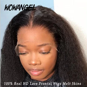 Imported SKINLIKE Real HD Lace Front Wigs Kinky Straight 250% 13x4 Full Frontal Wigs Human Hair Wigs Peruvian