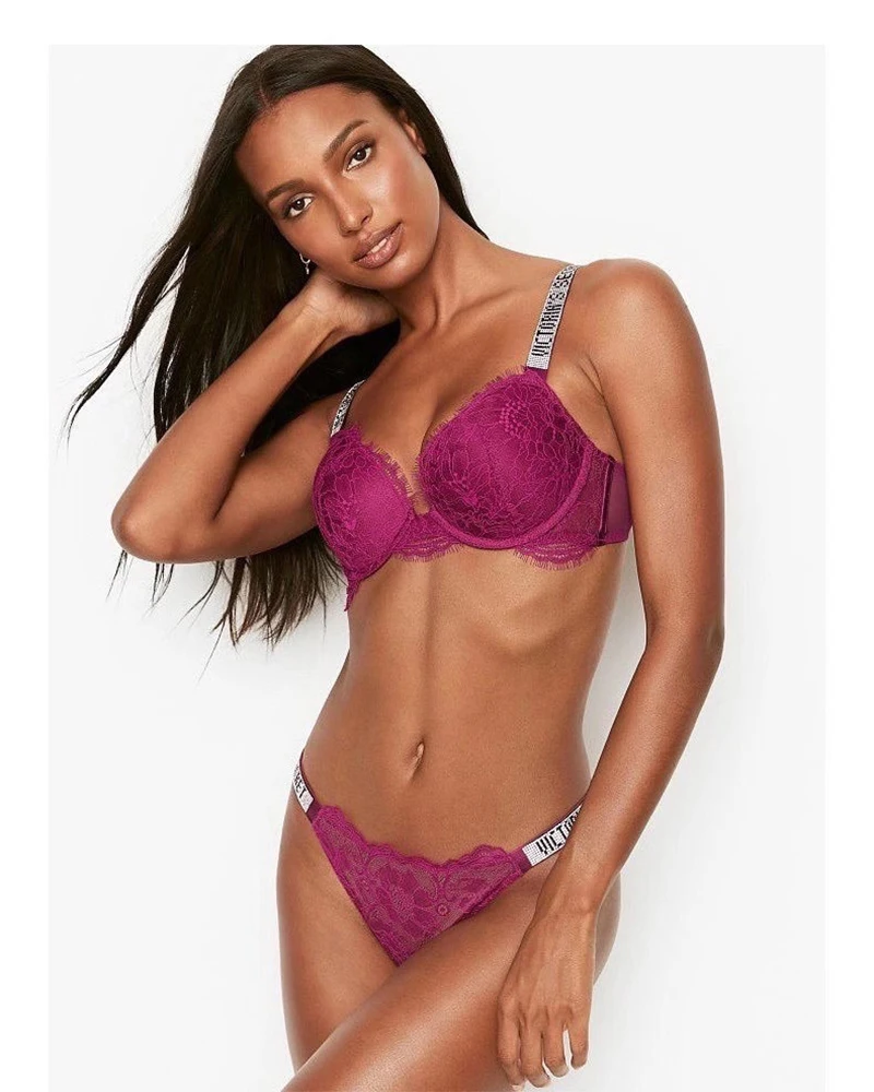Сексуальный женский кружевной комплект VICTORIA'S SECRET нижнее белья пуш-ап