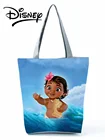 Сумка из мультфильма Моана Disney для девушек, Женская Экологически чистая многоразовая дорожная пляжная сумочка на плечо с принтом океана, голубая
