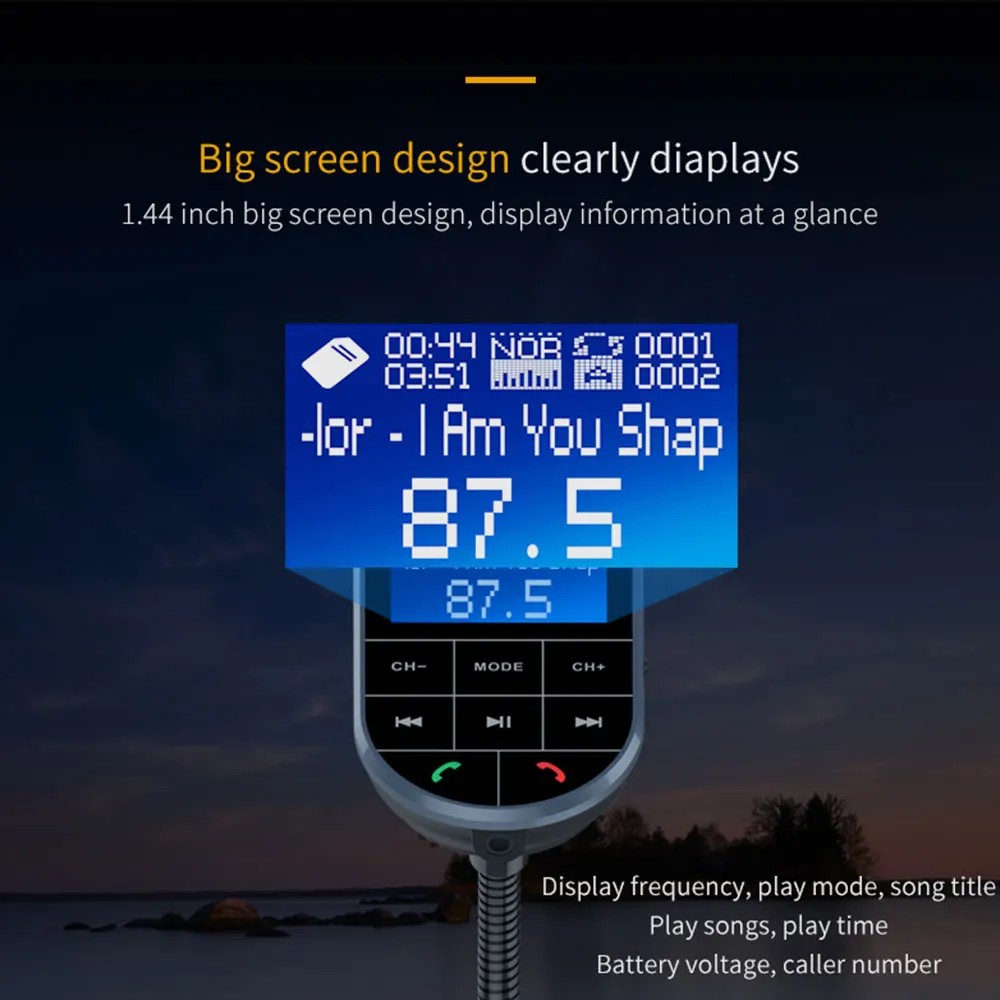 Универсальный fm передатчик Vehemo музыкальный mp3 плеер QC3.0 беспроводной ЖК дисплей 12