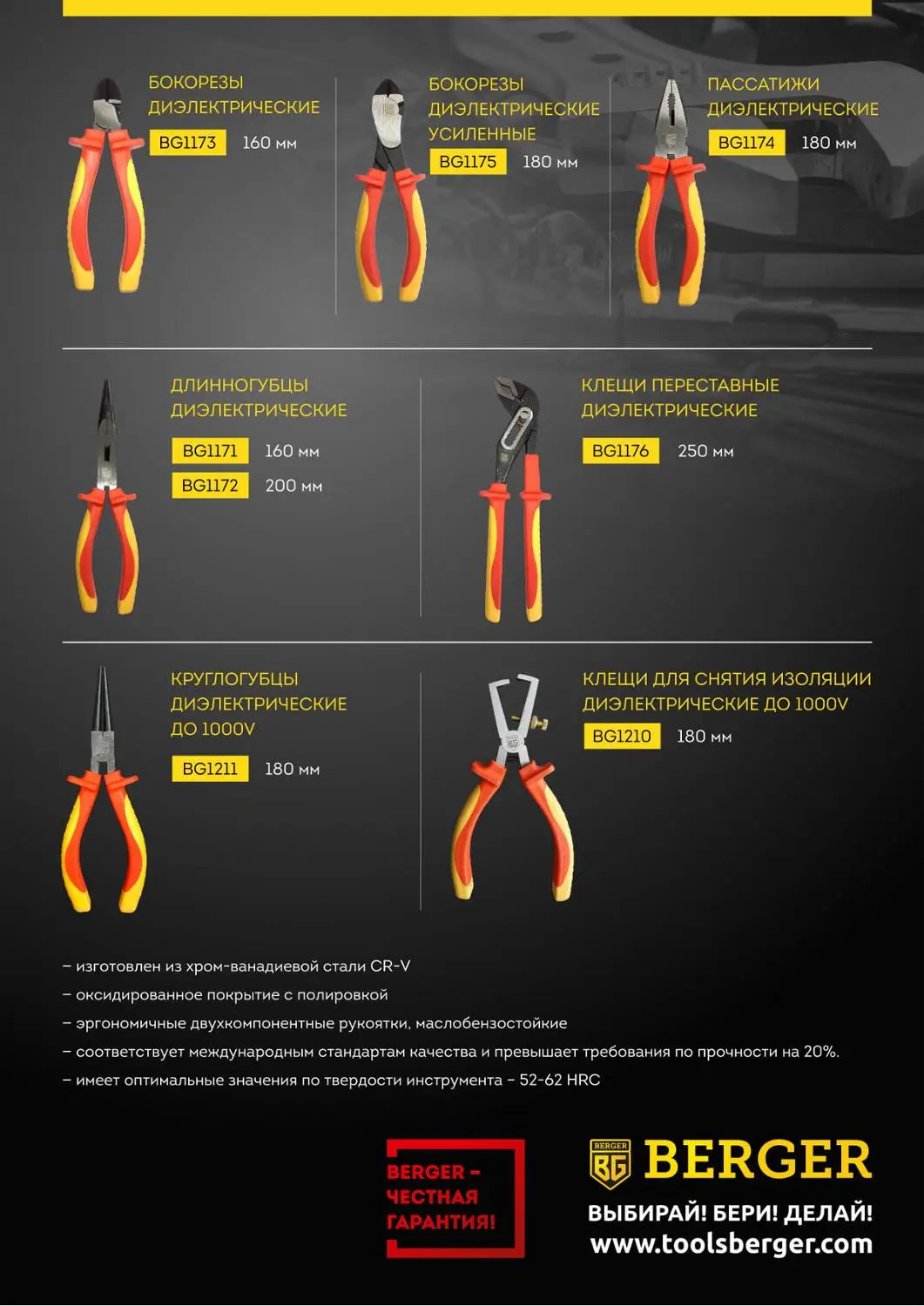 Плоскогубцы для резки провода Berger bg1173 Diagonal cutting nipper plier ручные инструменты для кабеля Зажимные бокорезы для ремонта электрика.