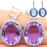 40x21mm highly recommend jewelry set big 17 5g created color changing alexandrite topaz zultlanilesilver ring earrings pendant