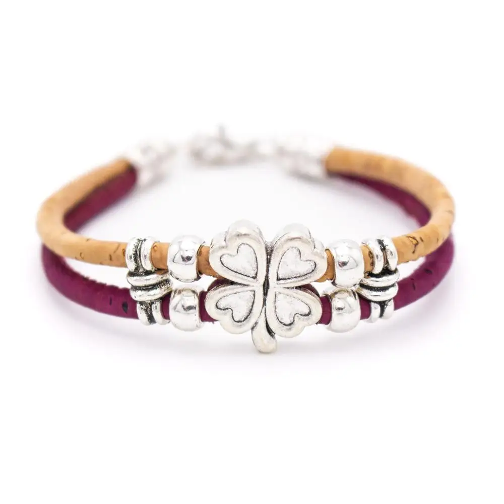 Colorful 3mm round Cork with zamak flower beads handmade jewelry bracelet for women BR-433-E-5 | Украшения и аксессуары