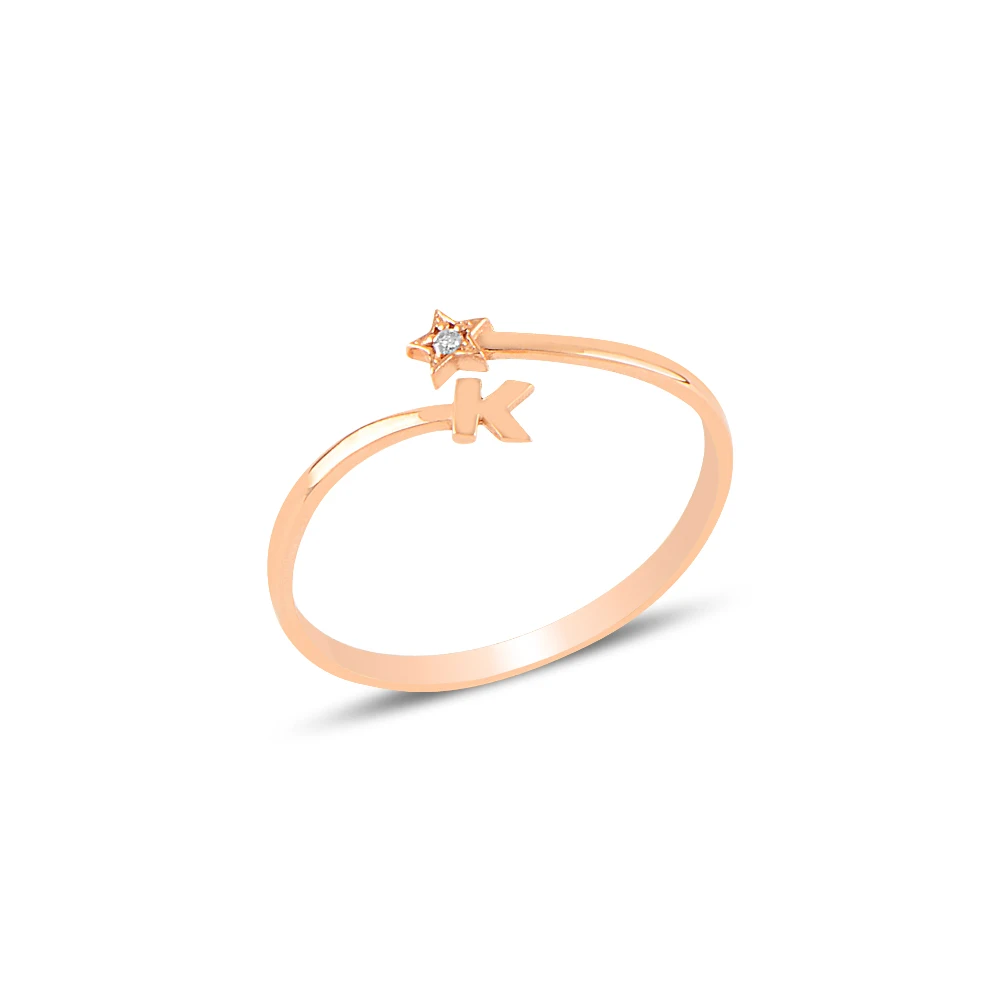 

Diamond Star K Letter Ring