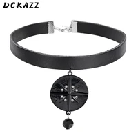 dckazz wizard 3 game yennefer necklace sexy leather choker round pendant women trendy jewelry wild hunting cosplay necklace gift