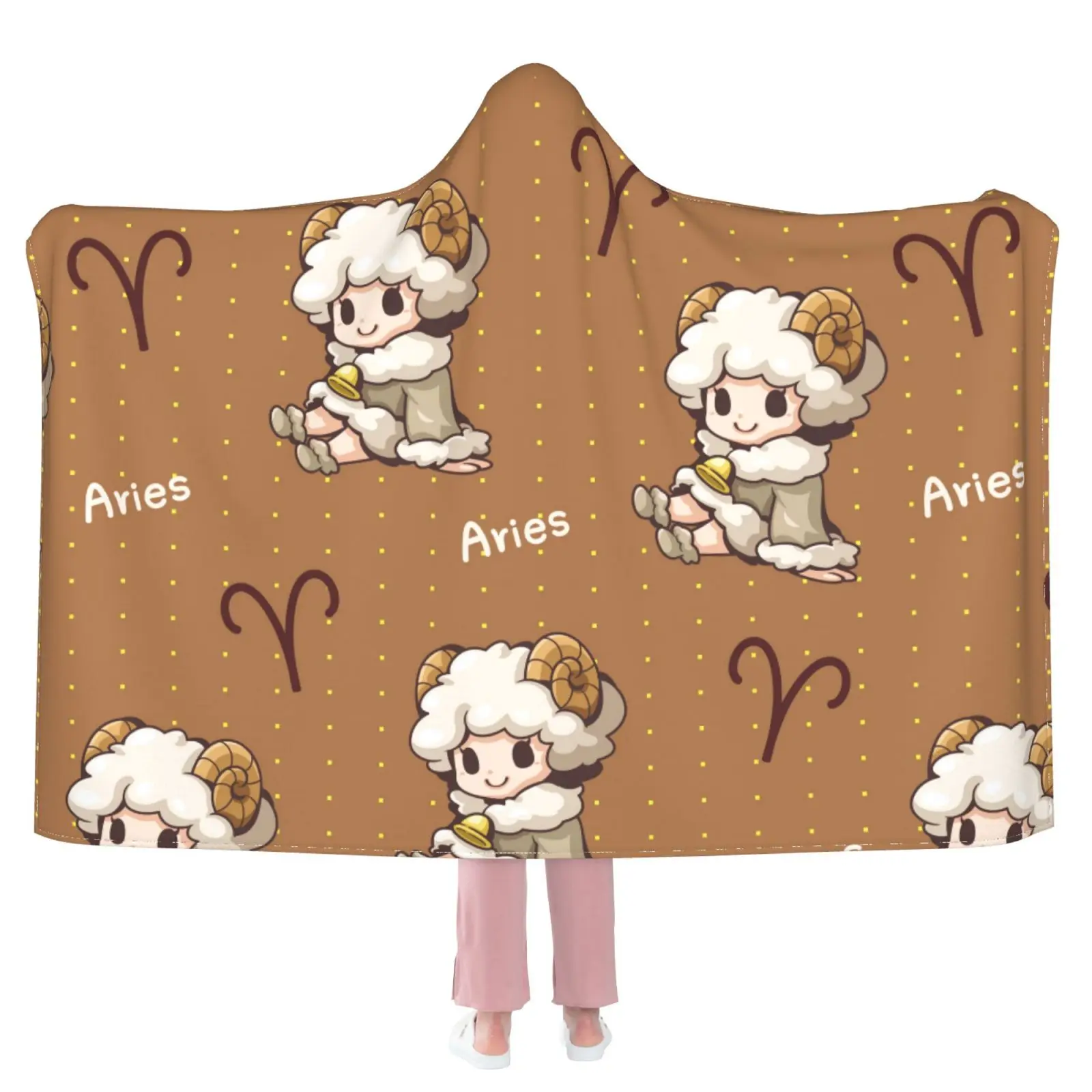 

Lovely Horoscopes Pattern Microfiber Hooded Blanket Sherpa Fleece Cartoon Wearable Cat Paw Thick Throw Blanket On Sofa Dropship