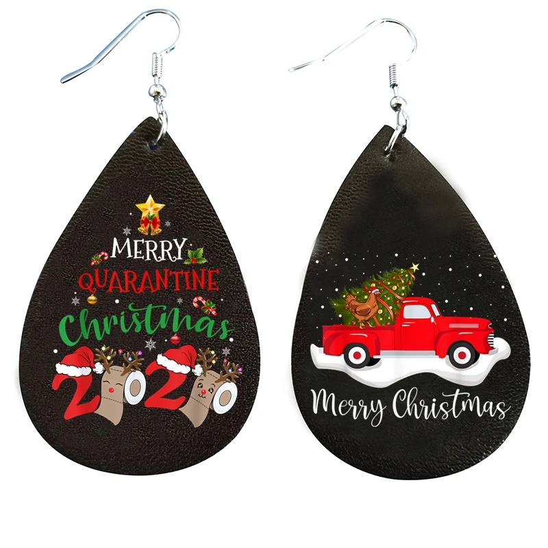 Earrings For Merry Quarantine Christmas Truck Trees Amp Snow 2020 Pajamas Matching Family