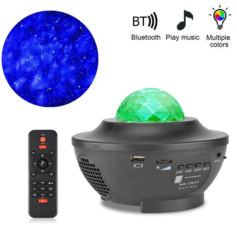 Starry Sky Projector Star Night Light Projection Colorful Ocean Waving Lights Galaxy Bedside Lamp for Kids | Лампы и освещение