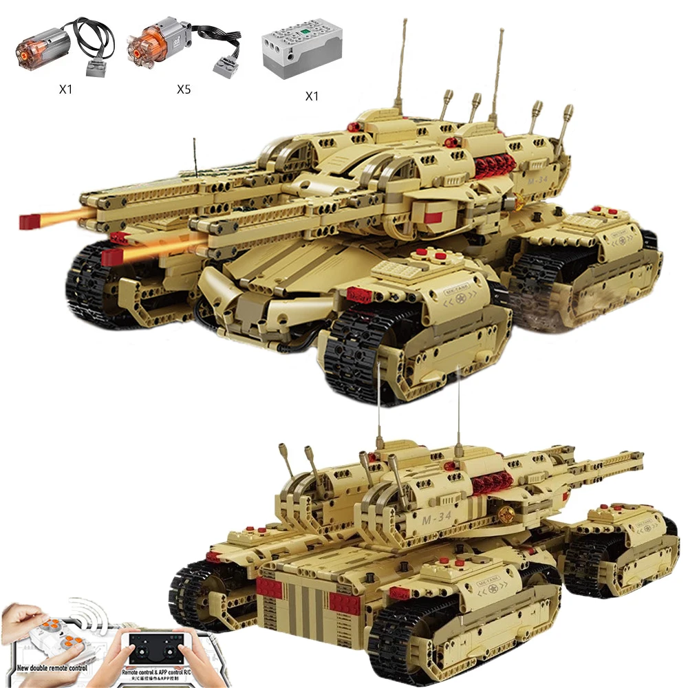 

MOULD KING High-Tech RC Car APP Control Mammoth Tank Model Bricks MOC Electric War Vehicle Building Blocks for Kids Toys Gift