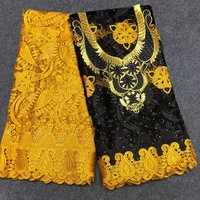 sinya gold black african lace fabric 2022 high quality lace with stones embroidery french tulle material and collar for women