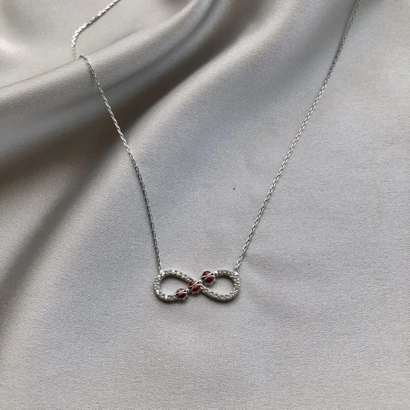 

Endless Ladybug 925 Sterling Silver Necklace Women Girls Gift Jewelry Accessories Fashion Handmade Elegant Chain