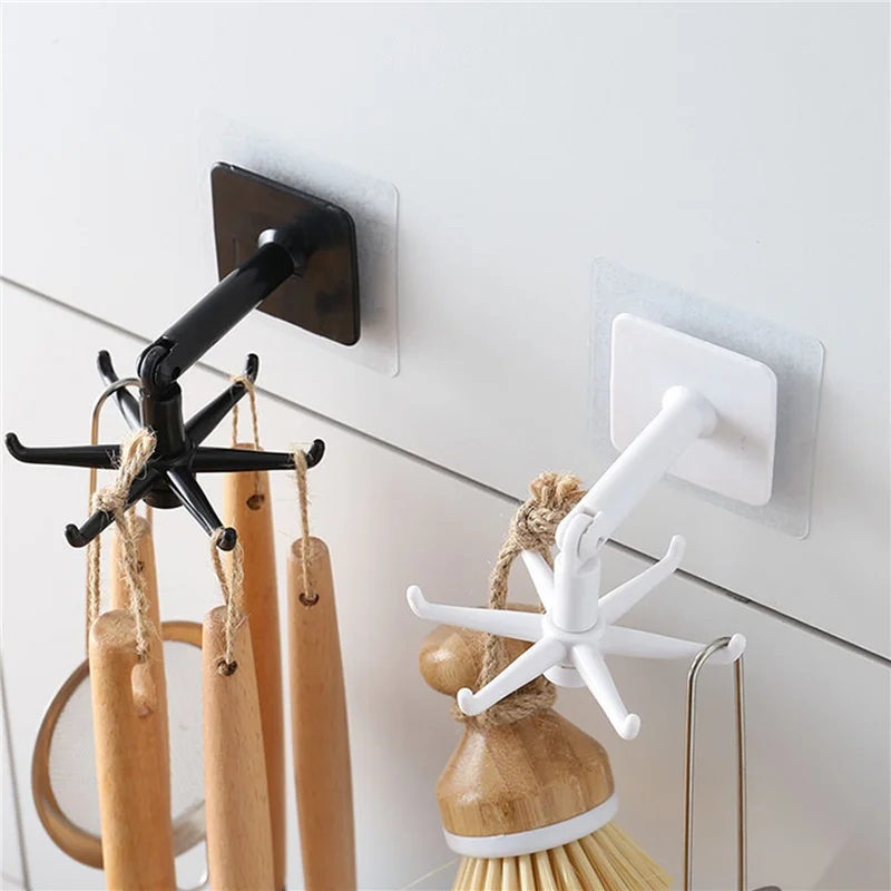 

New 2021 ABS Punch-free Multi-Purpose Hooks Rack Shelf Bathroom Hanger Spatula Spoon Cookware Utensils Organizer Cookware