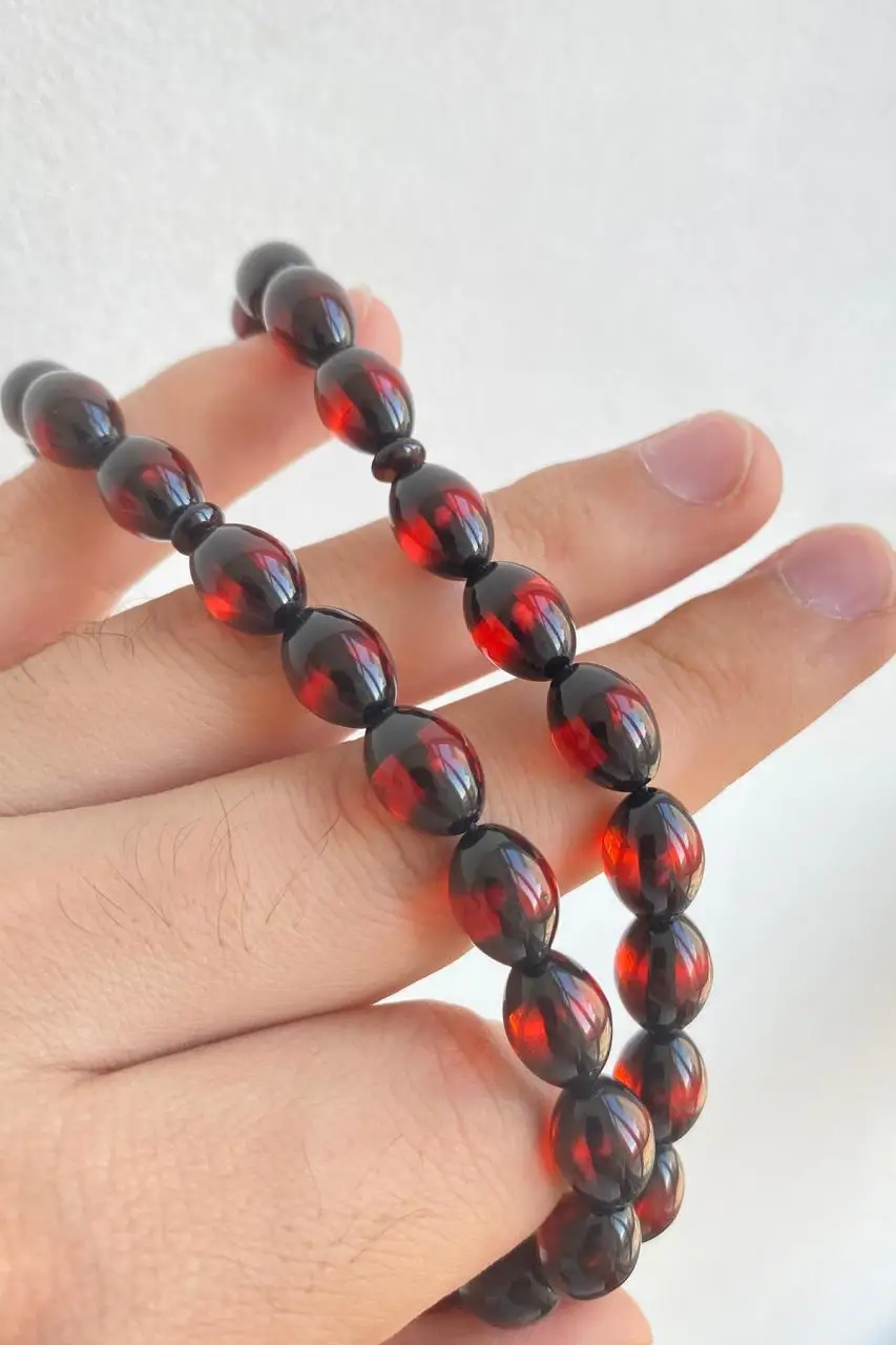 Pres Fire Squeezing Dice Hand Job Turkish Made Vernier Moire Polish Custom Amber Rosary Round Cut Red Color Metal Tassels