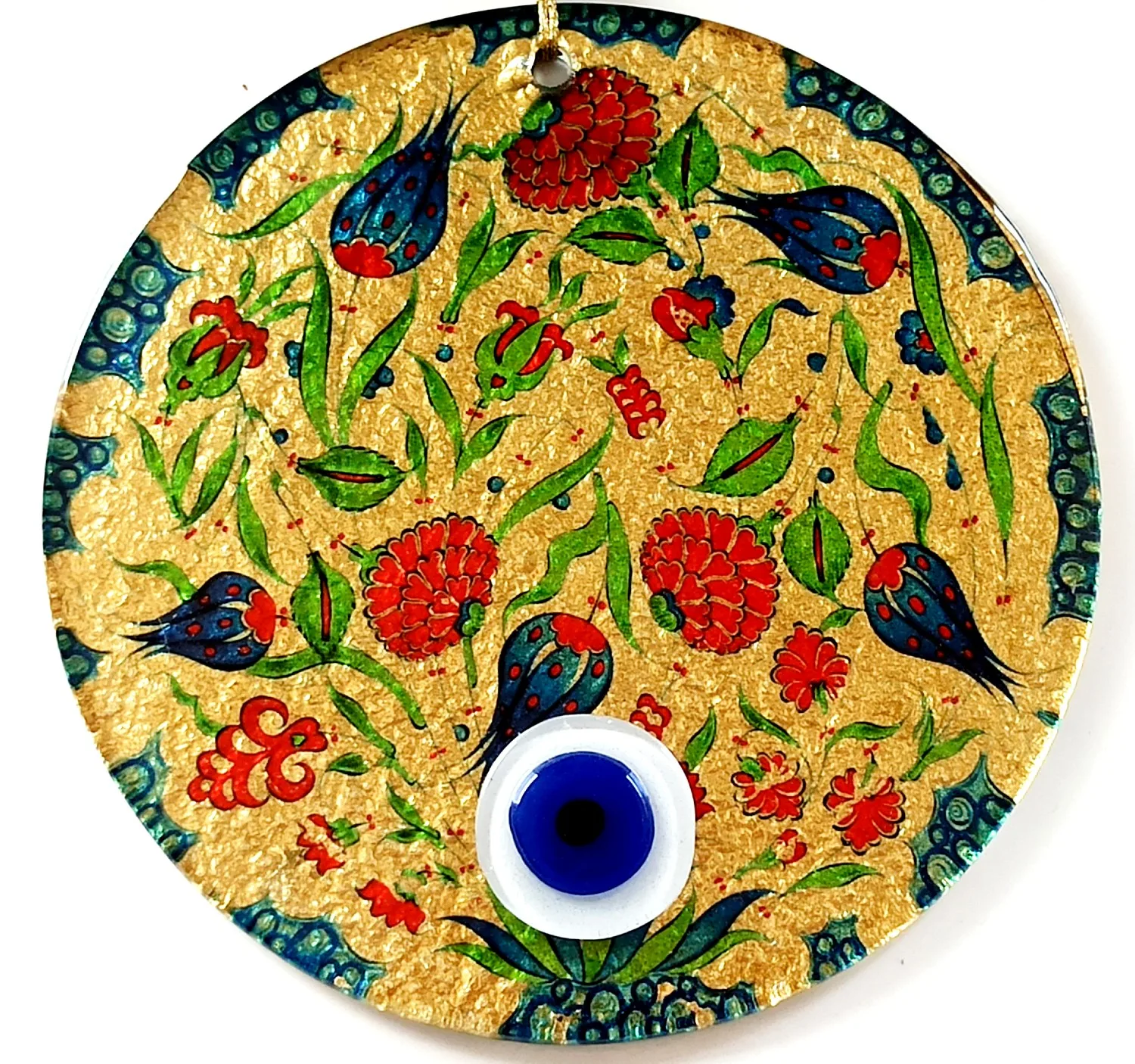 

Tulip Flowers, Evil Eye Beads, Fusion Glass Wall Ornament
