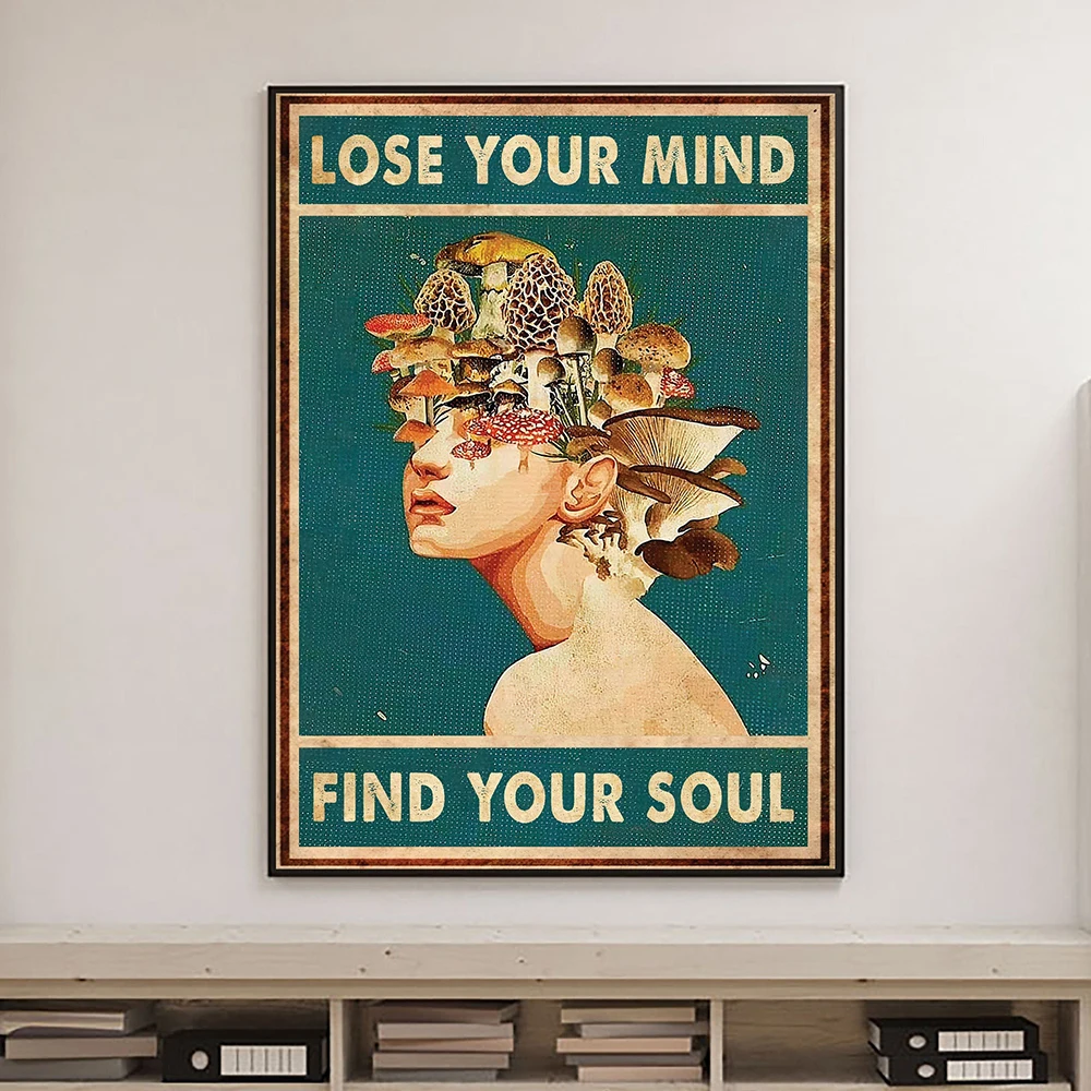 

Sexy Girl Portrait Canvas Painting Lose Your Mind Find Your Soul Vintage Inspiration Poster Wall Art Living Room Home Decoration