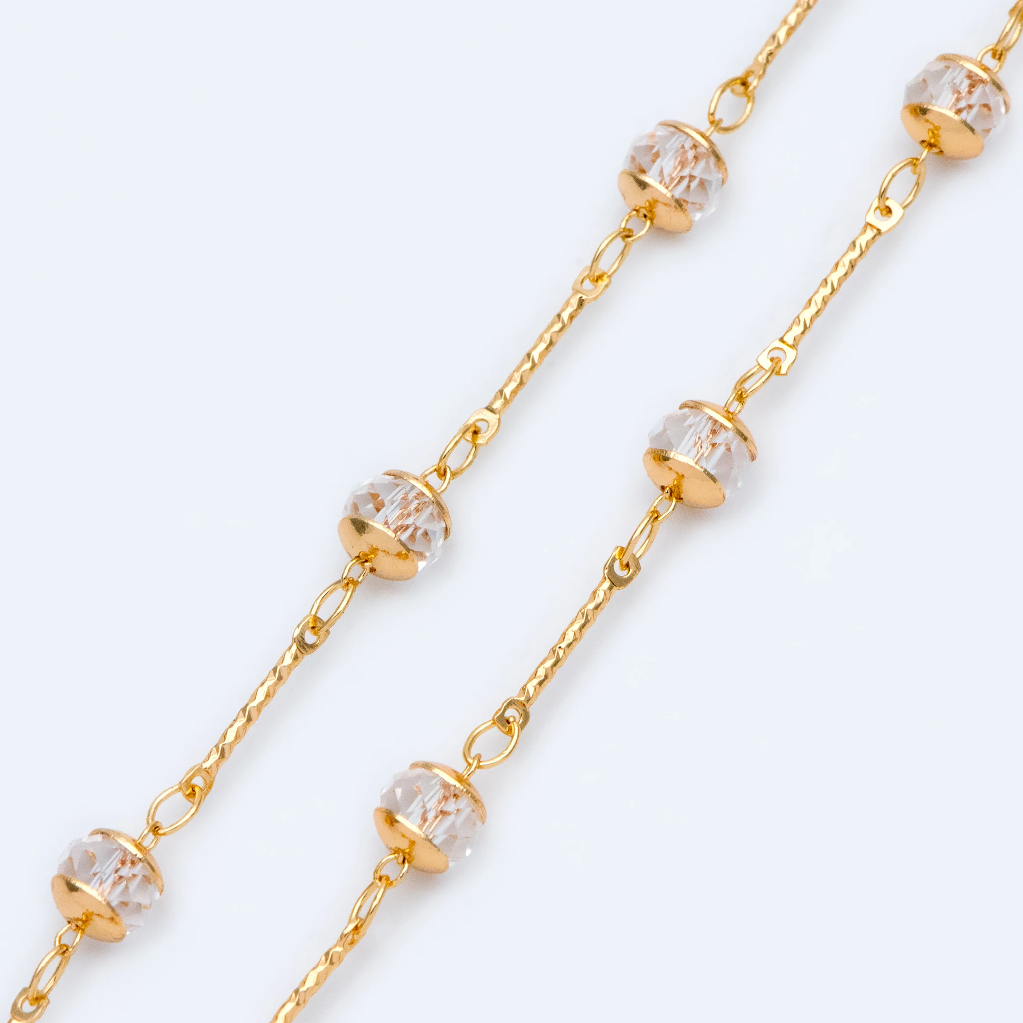 Цепочка Из Бисера с золотым кристаллом позолоченная латунная цепочка