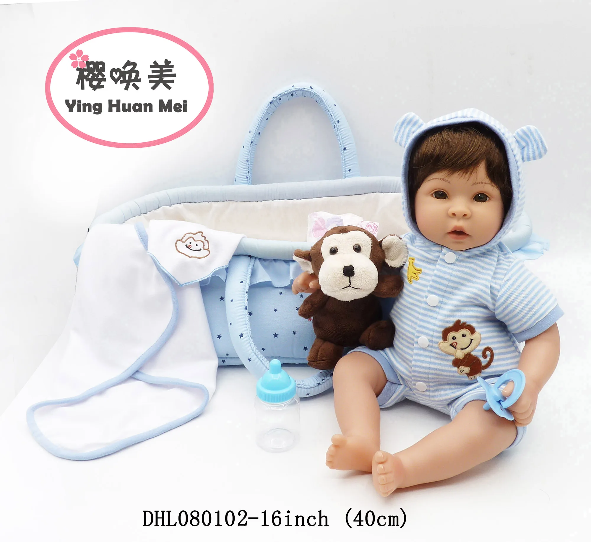 Кукла новорожденная YingHuanMei 16 дюймов/40 6 см мягкое тело Реалистичная кукла