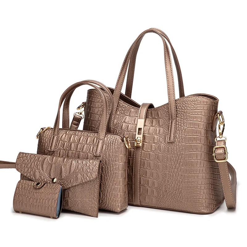 

VALTIS 4 PCS/SET Ladies Woman 2021 Shoulder Bag Wallet Handbag Clutch Fashion Stylish Stone Pattern High Quality PU Leather